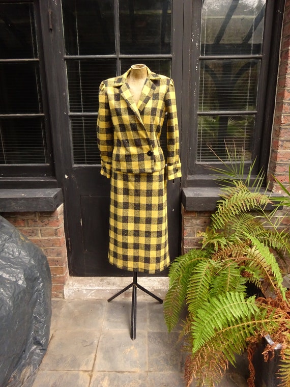 1940s HANDMADE WOOL SUIT-40s Striking Check Suit-4