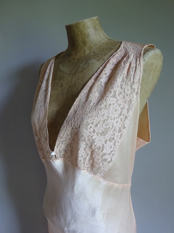 1930s SILK SATIN NIGHTDRESS-30s Silk Slip-1930s Sa