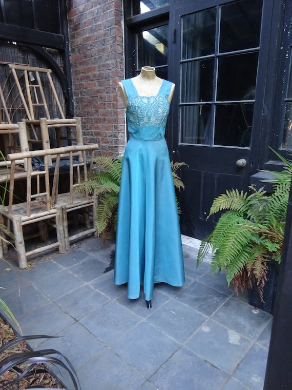 1950s TAFETTA EVENING GOWN-50s Long Party Gown-50s