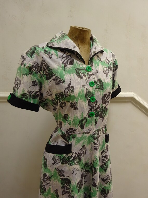 1940s STUNNING COTTON DRESS-40s Cotton Sun Dress-4