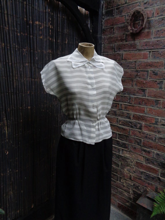 1940s RAYON CREPE BLOUSE!-Stunning 40s Double Coll