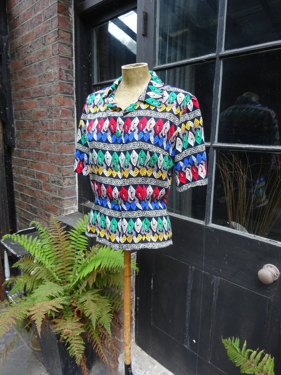1940s CUSTOM MADE BLOUSE-40s Soft Cotton Blouse-40