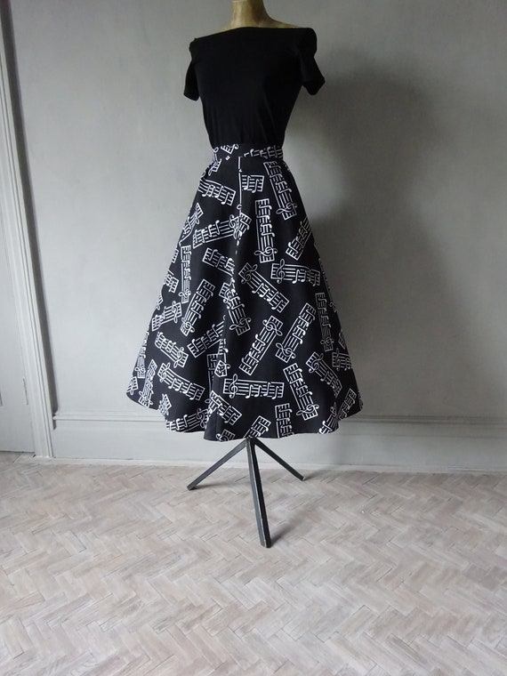 CUSTOM MADE ROCKABILLY Skirt-1950s Music Notes ski