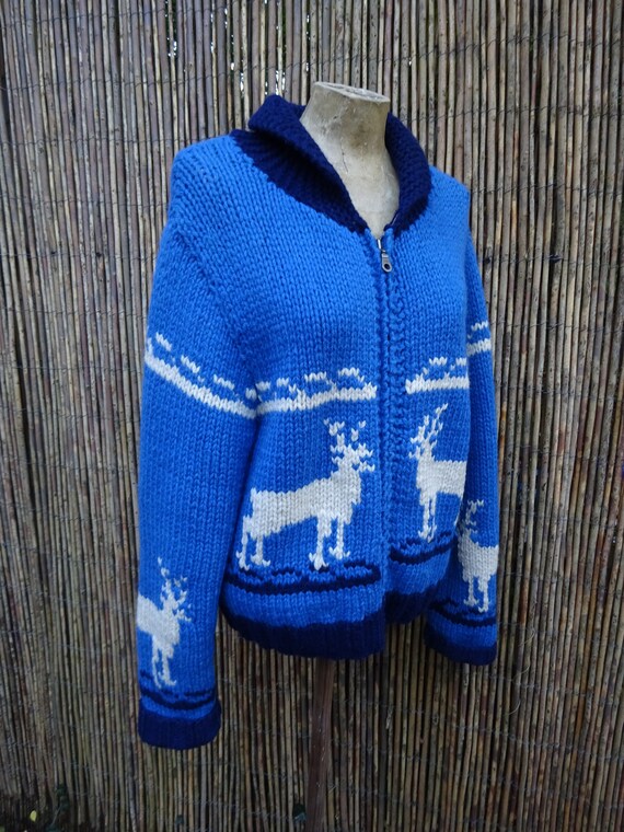 1950s Original COWICHAN CARDIGAN-50s Reindeer Cowi