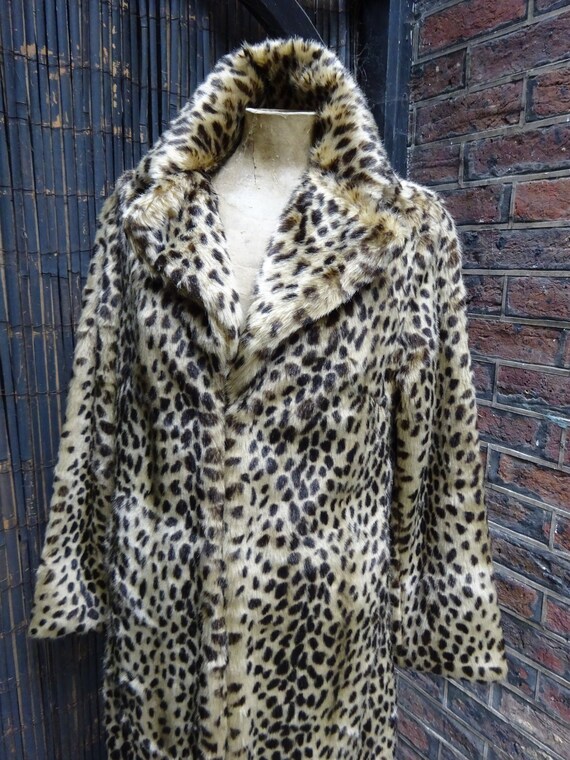Vintage FAUX FUR COAT-Faux animal Print Coat-Leopa