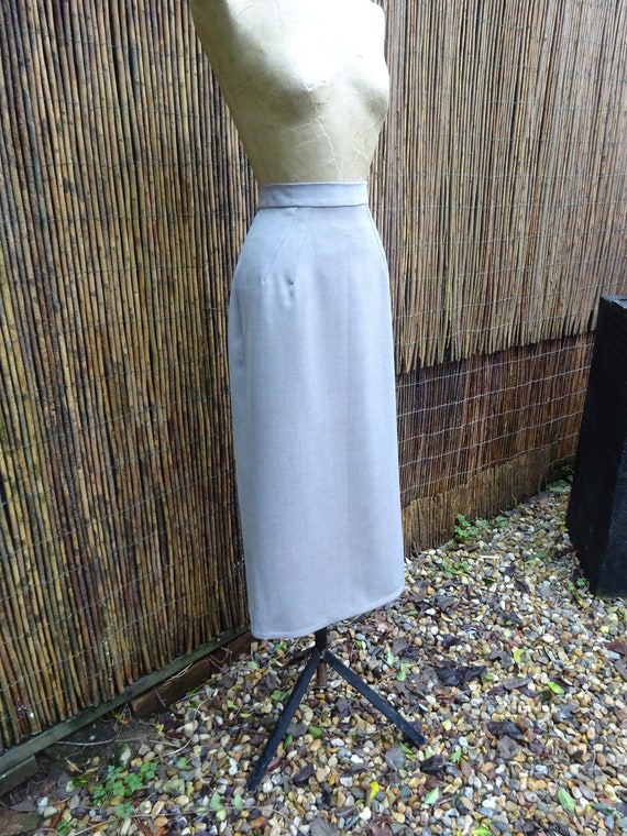 1940s TAILORMADE GABARDINE SKIRT-40s Grey Wool Gab