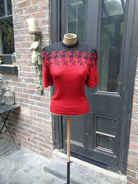 1940s HANDKNITTED WOOL SWEATER-One Off Custom Made