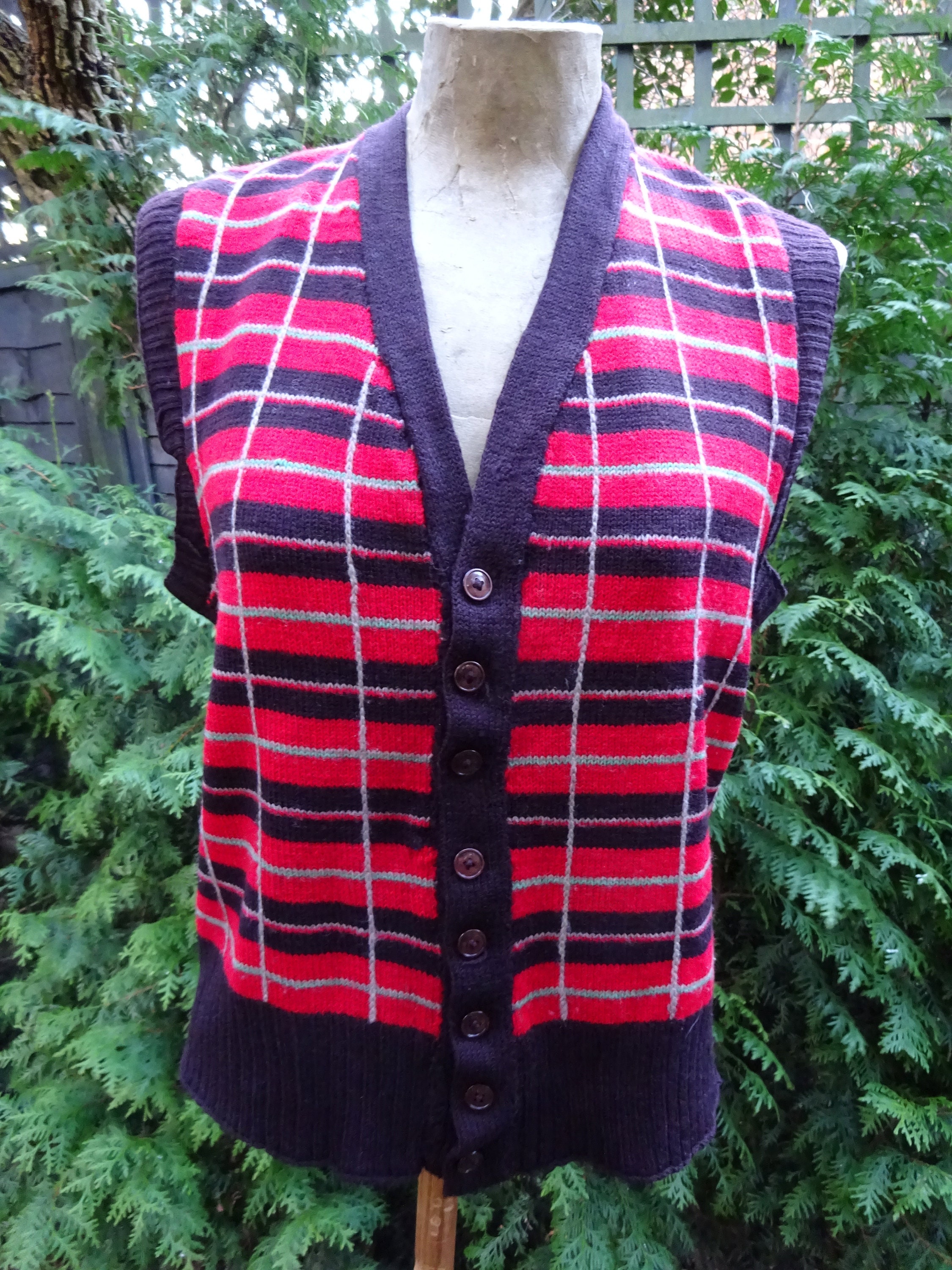 Image of Original 's Woolen Waistcoat-Rare S Handknitted Waistcoat-S Pure Wool Cardigan