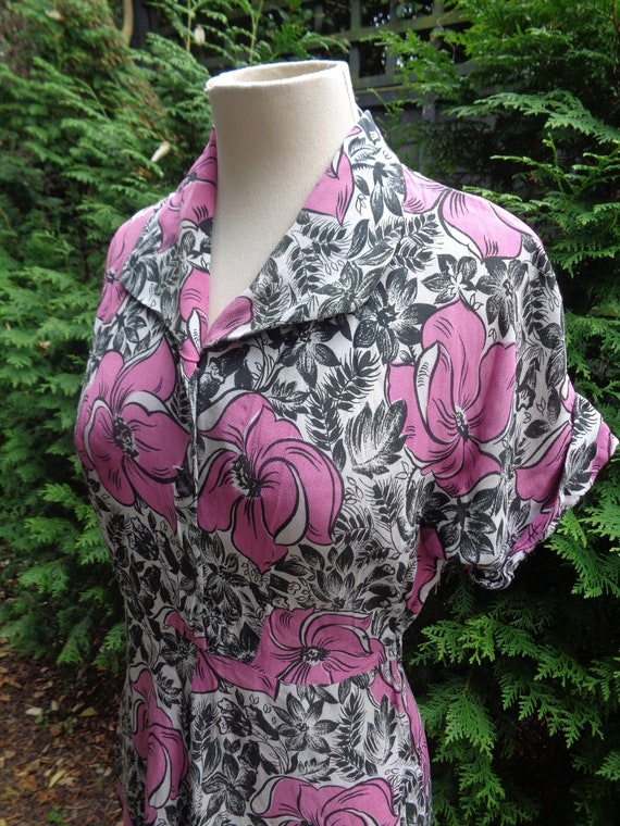 1940s CREPE DRESS-40s Crepe Day Dress-Wartime 1940
