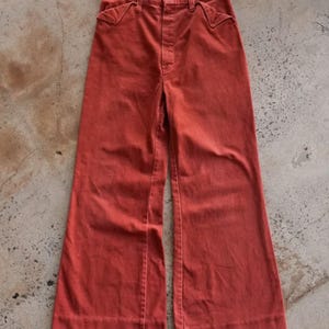 vintage JC Penny Flared Bell Bottoms Jeans en denim orange des années 70-80 - 28 x 28