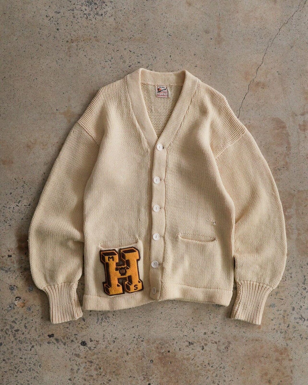 Vintage Princeton Varsity Letterman 50s-60s Button Wool Knit