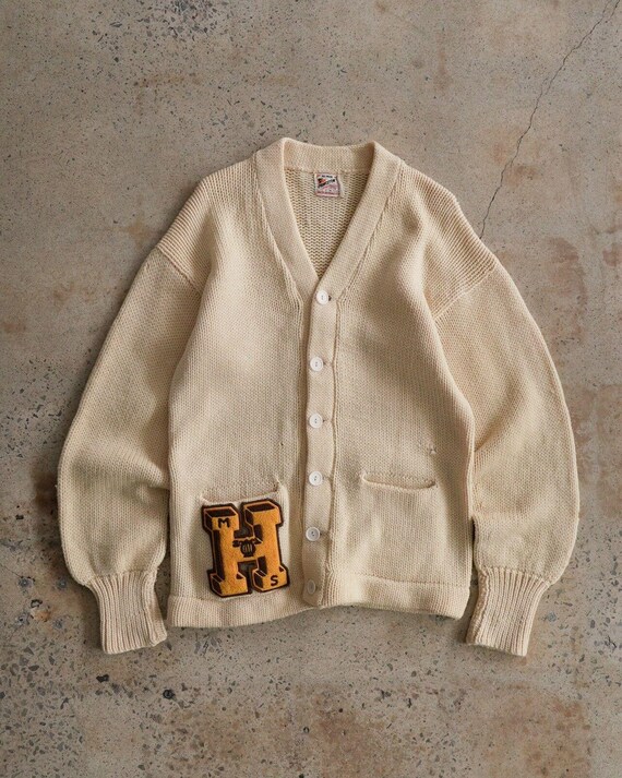 50’s PRINCETON Lettered Cardigan Vintage 1950s Princeton Blue Wool Varsity Cardigan Sweater Q