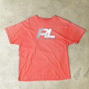 Vintage Polo Ralph Lauren Polo Jeans Co. Made In USA 90s Pink T-shirt - XL