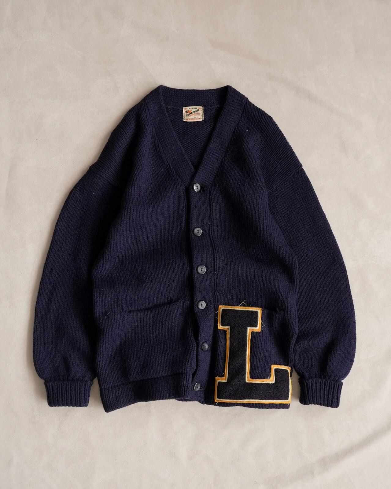 Vintage Princeton Varsity Letterman 50s-60s Wool Button Knit