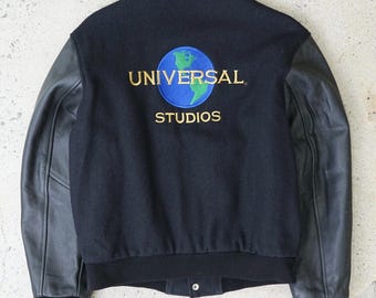 Rare Vintage Universal Studios Varsity Jeans Bomber Jacket Rare Vintage Universal Studios Varsity Jeans Bomber Jacket