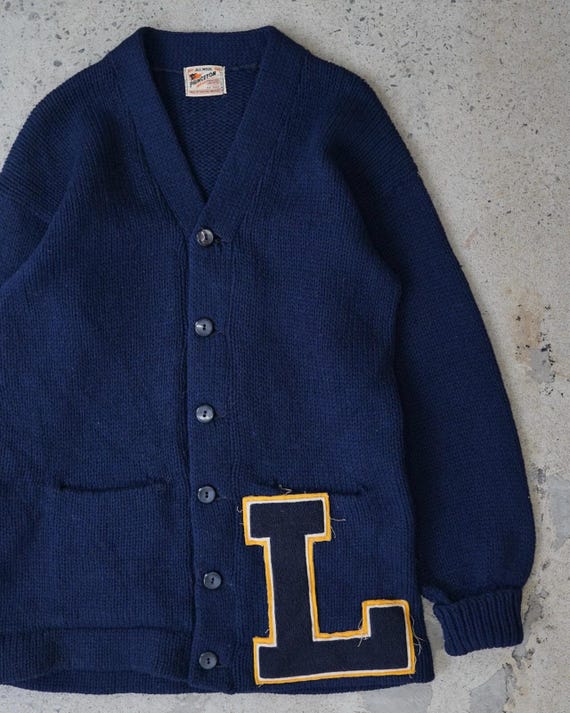 Vintage Princeton Varsity Letterman 50s-60s Wool Button Knit