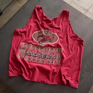 Vintage Wisconsin Badgers NCAA University Red Tank Top Shirt - XXL
