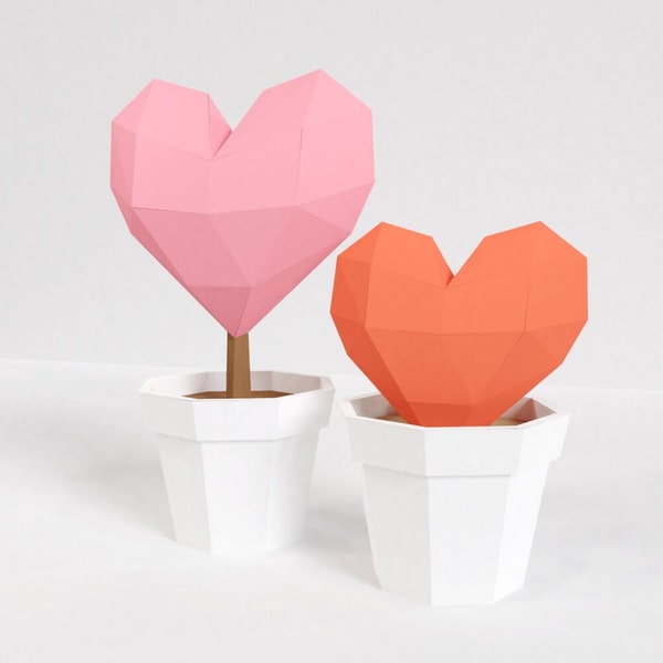 Heart pot papercraft, valentine heart