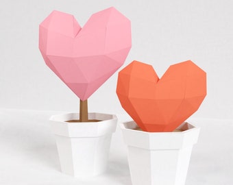 Heart pot papercraft, valentine heart