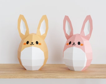 Easter Egg Rabbit, Easter Bunny papercraft 3D model, easter egg decor