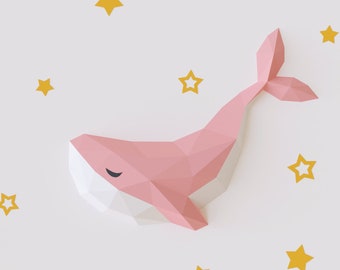 Whale papercraft wall decor, Whale Model for Room Decoration
