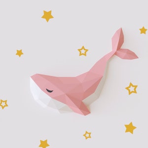 Whale papercraft wall decor, Whale Model for Room Decoration