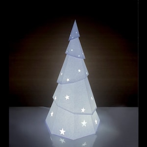 Christmas Tree lamp Papercraft Low poly printable DIY template (PDF) 3d origami sculpture