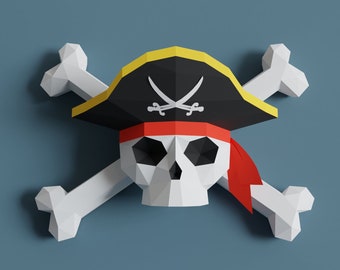 Pirate Skull Papercraft, skull paper model, pirate decor