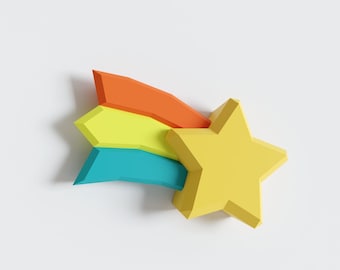 Shooting Star Papercraft sculpture, star 3D model