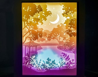 Secret Garden of Changdeokgung Palace, Korean Landscape, paper cut light box, shadowbox