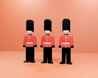 Queen's guard Papercraft, 3D decor DIY british royal guard sculpture Low poly printable template