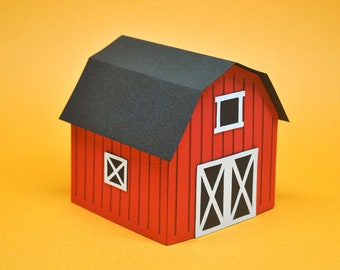 Barn Papercraft sculpture, 3d paper model house