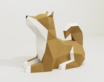 Papercraft Shiba Inu, dog paper model