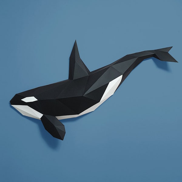 Whale papercraft, Orca wall decor