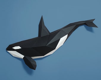 Whale papercraft, Orca wall decor