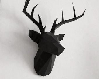 Papercraft Deer Trophäe DIY Deer Wanddekor 3d Origami Low Poly Skulptur
