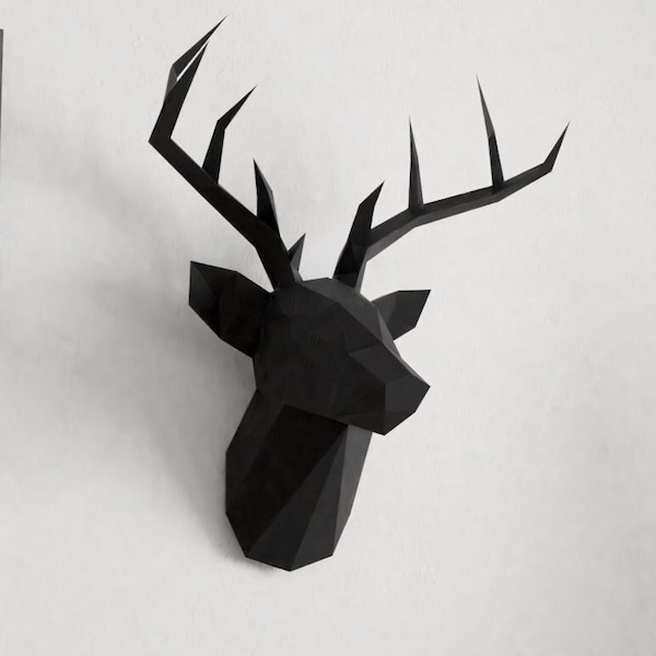 Papercraft Deer Trophy DIY Deer Wall decor 3d origami low poly scultura