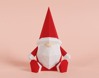 Gnome Santaclaus Papercraft, Christmas Decor