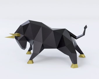 Taureau papercraft, modèle papier 3d