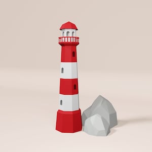 Lighthouse Papercraft, décor 3D DIY light house et rock sculpture Low poly modèle imprimable