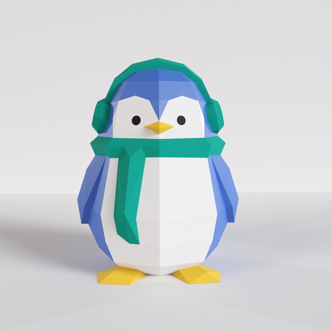 Penguin Papercraft Sculpture, Earmuffs Penguin - Etsy