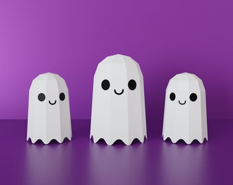 Halloween Ghost Papercraft Low poly printable DIY template