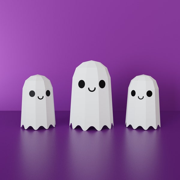 Halloween Ghost Papercraft Low poly printable DIY template