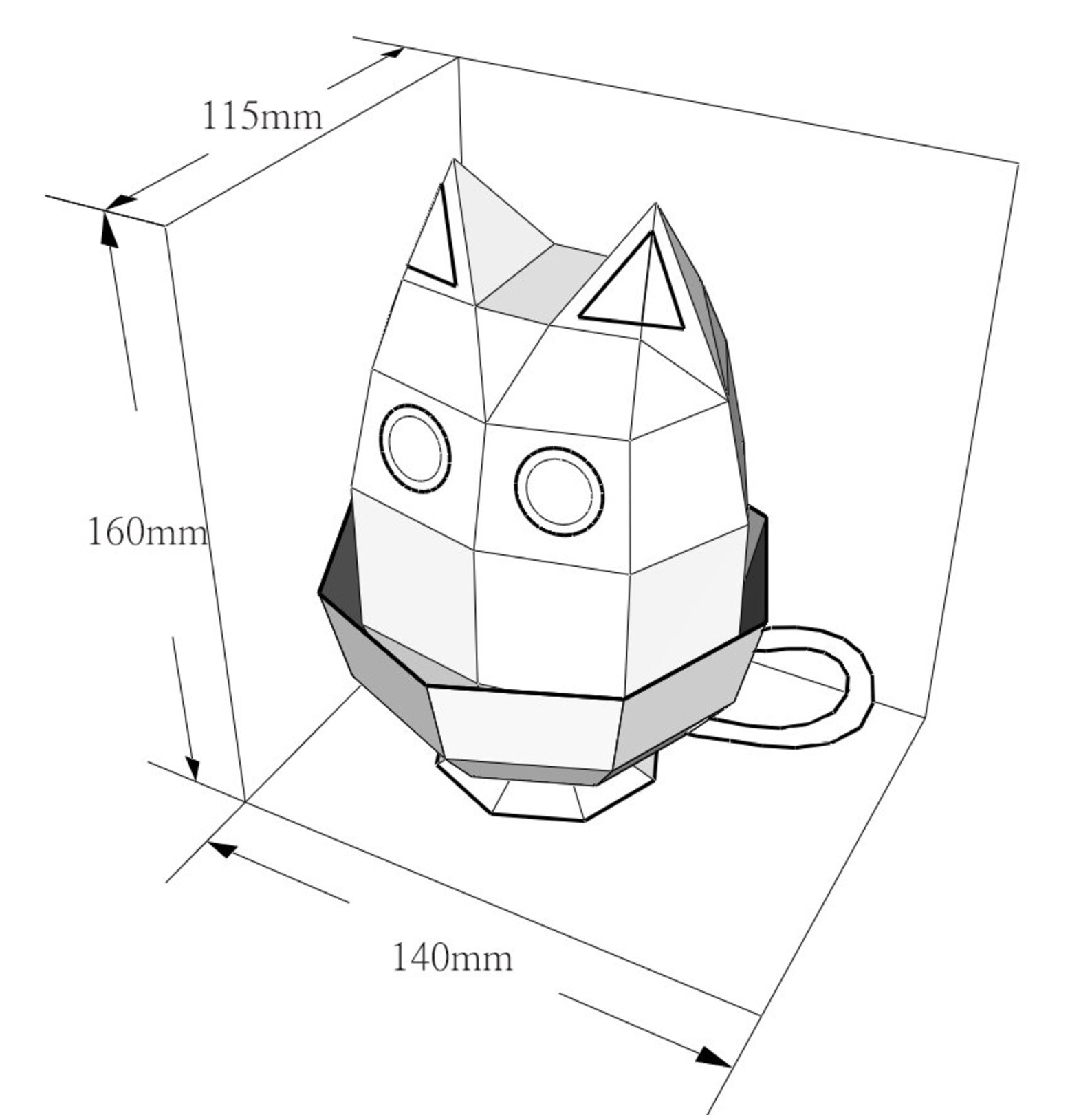 Teacup Cat Papercraft Cat Lowpoly Paper Model - Etsy Canada