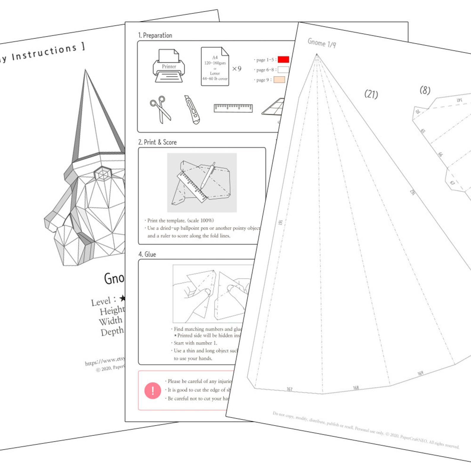 Gnome Christmas Santaclaus Papercraft Low Poly Printable DIY - Etsy
