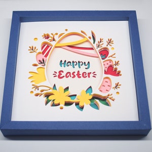 Happy Easter shadowbox, Easter Egg shadow box svg image 3