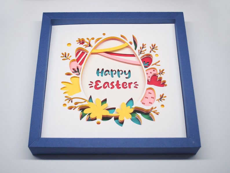 Happy Easter shadowbox, Easter Egg shadow box svg image 3