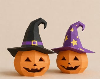 Pumpkin Witch Papercraft, Halloween decor