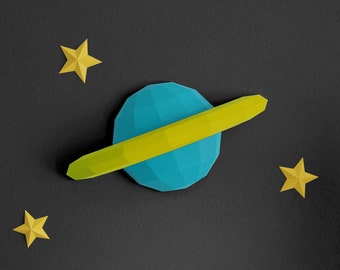 Saturn planet papercraft wall decor