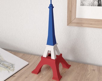 Eiffel Tower Papercraft Low poly printable DIY template room decor 3d origami sculpture